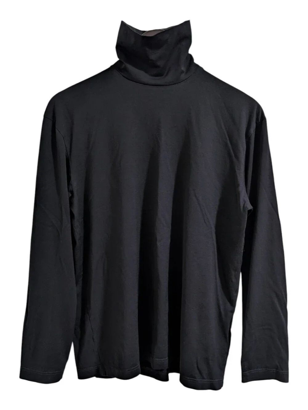 Sunspel England Women's 100% Cotton Black Roll Neck Turtleneck Top Sz M